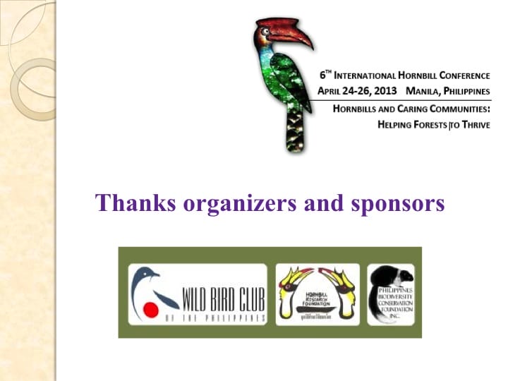 6th International Hornbill Conference, Dr. Vijak Chimchome, slide 2