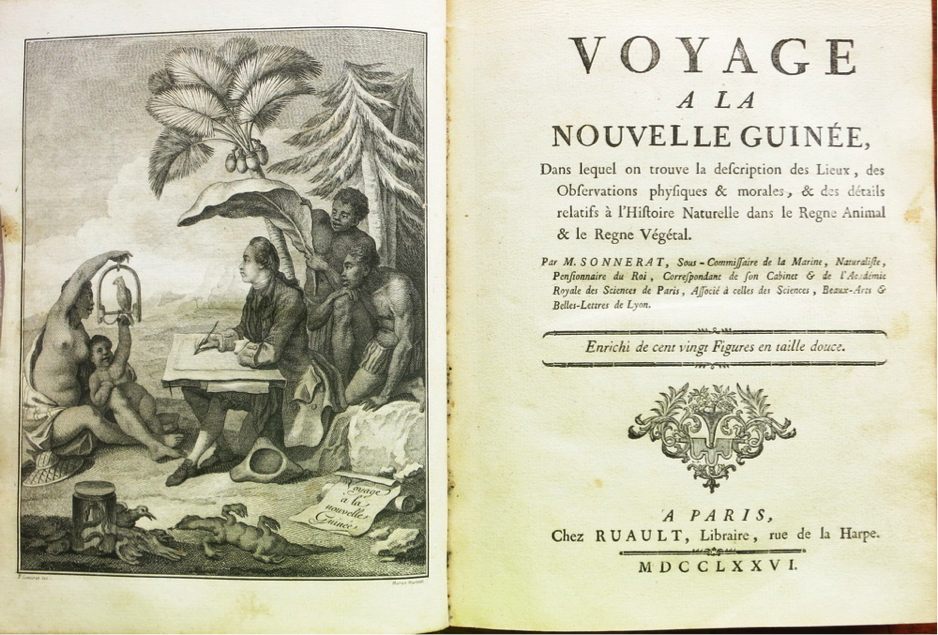 Title page of Sonnerat’s “Voyage à la Nouvelle Guinée”, Paris, 1776