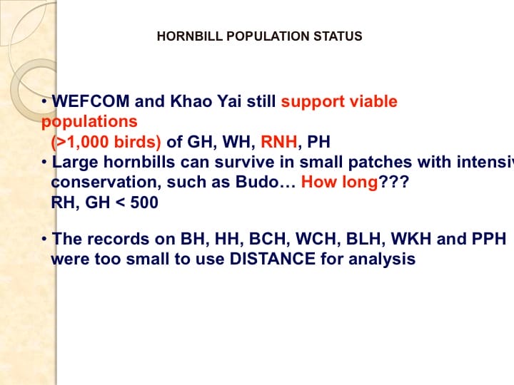 6th International Hornbill Conference, Dr. Vijak Chimchome, slide 29