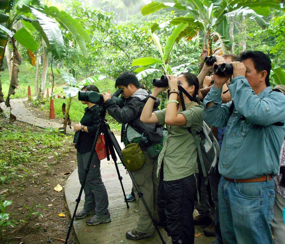 Birdwatching in the Tanay Rainforest Camp. Photo by Tinggay Cinco