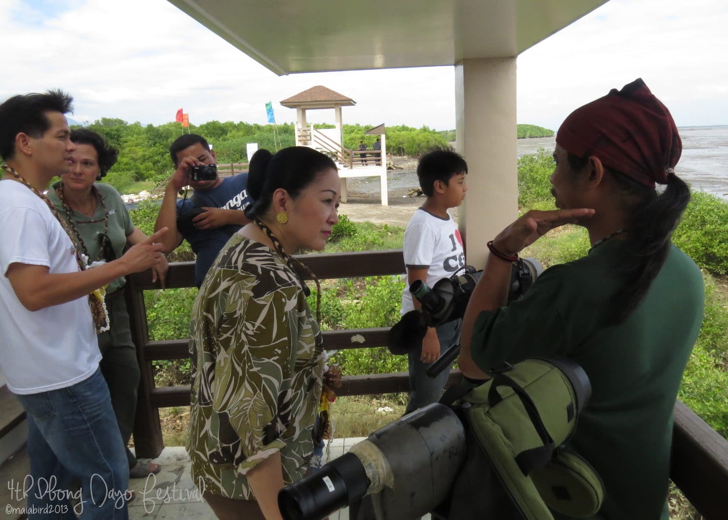 WBCP member Arnel Telesforo guides former Senator Nikki Coseteng at the Balanga Wetland Park. Photo by Maia Tanedo