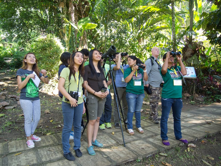 The participants enjoying birdwatching aroung the PEC and watershed areas.  