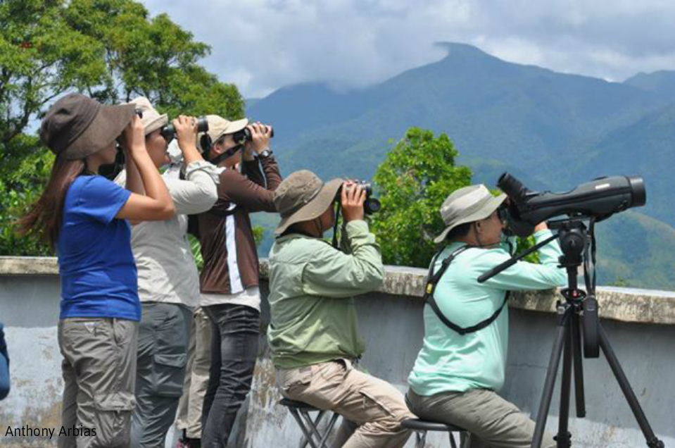 The Wild Bird Club of the Philippines–Raptor Study Group on the lookout at the PAGASA tower in Tanay, Rizal. Photo by Anthony Arbias.